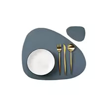 1/4/6 conjuntos de placemat e porta-copos creme, à prova de óleo, à prova d'água para cozinha, formato irregular, mesas de couro pu, almofada, cafeteria