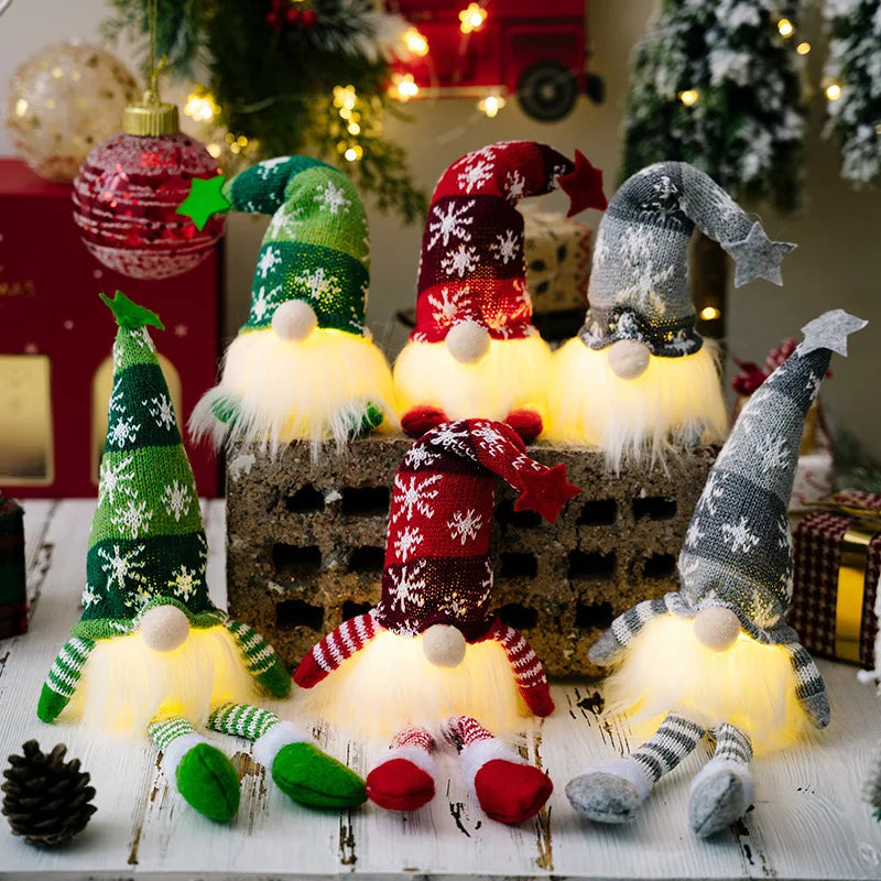 20/30cm led boneca sem rosto elfo gnome com luzes decoração de natal casa feliz natal navidad crianças presente de ano novo 2025