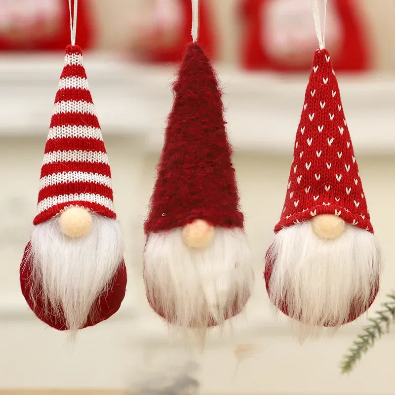 3 Peças de Gnomos de Natal em Tecido Tricotado, Bonecos Sem Rosto, Enfeites de Natal para Árvore, Decoração de Casa para Feriados, Presentes de Ano Novo 2027