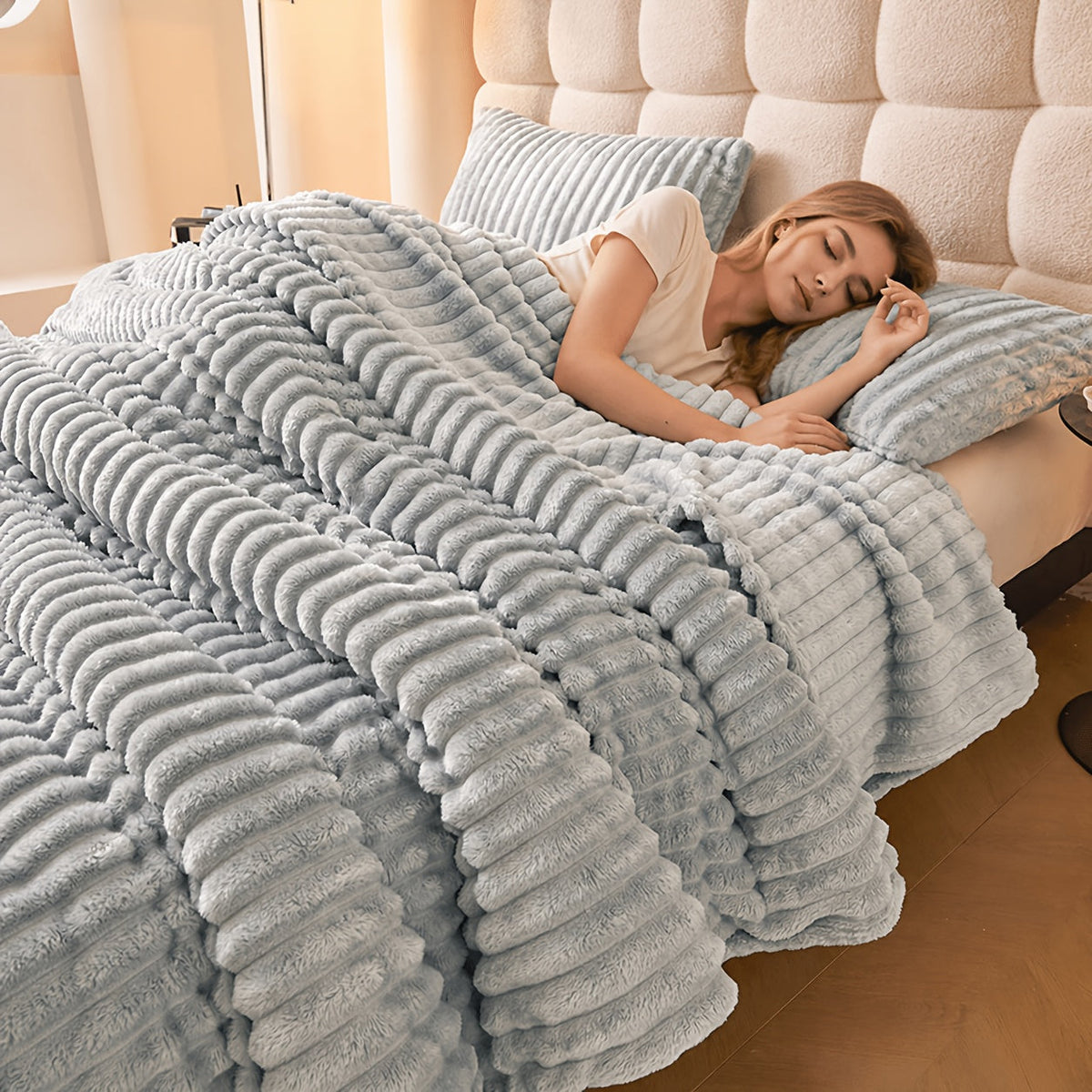 Manta Dupla Face de Pelo Sintético para Sofá e Cama