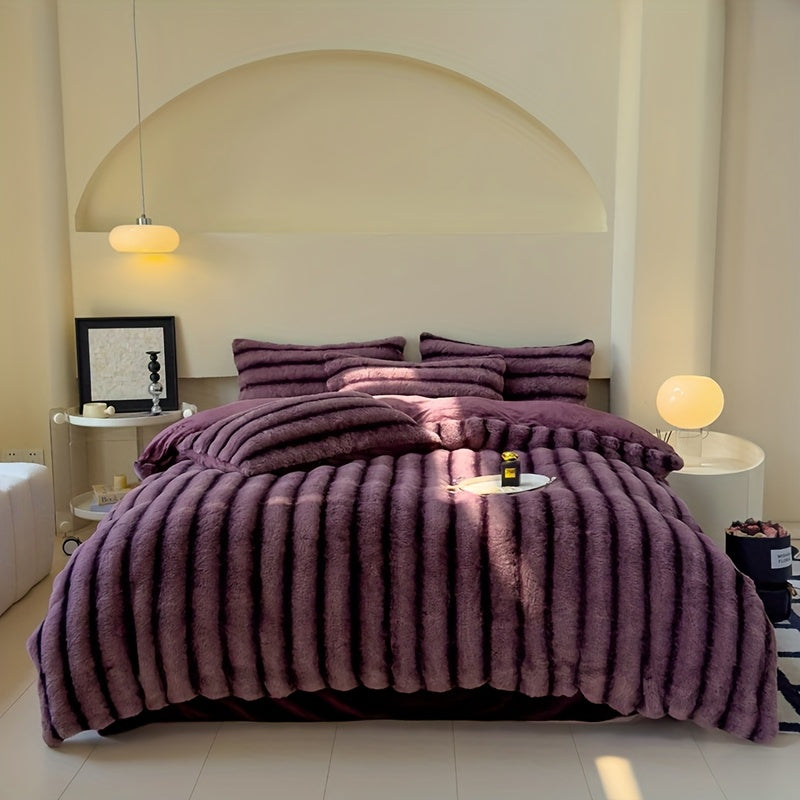 Conjunto de Cama 4 Peças em Veludo para o Inverno