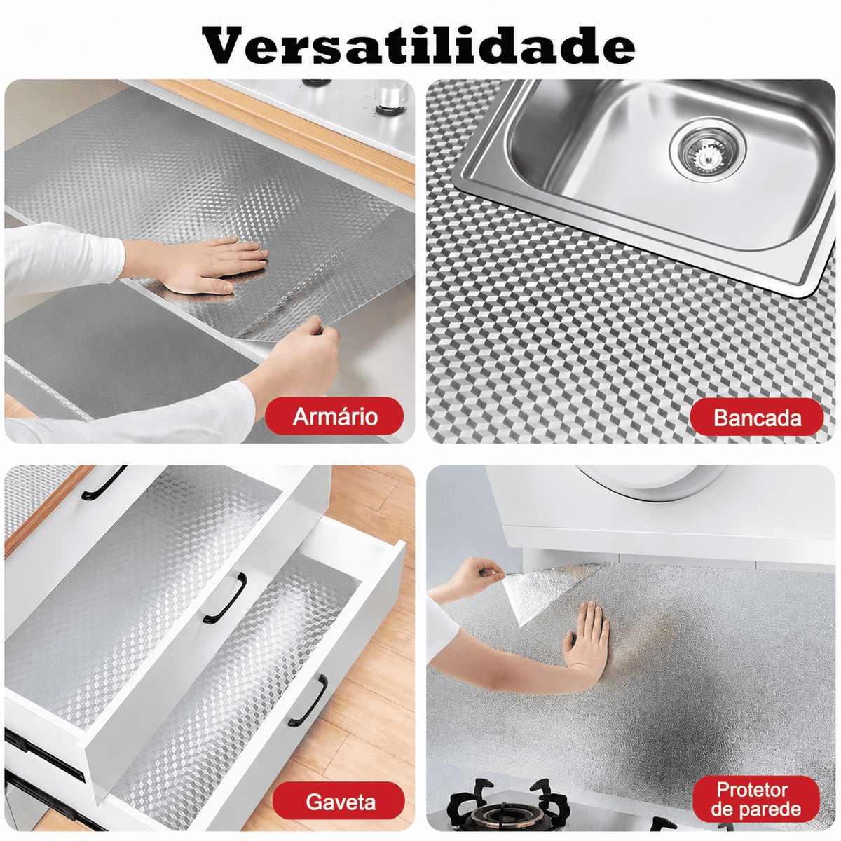 Papel Alumínio com Adesivo Para Cozinha