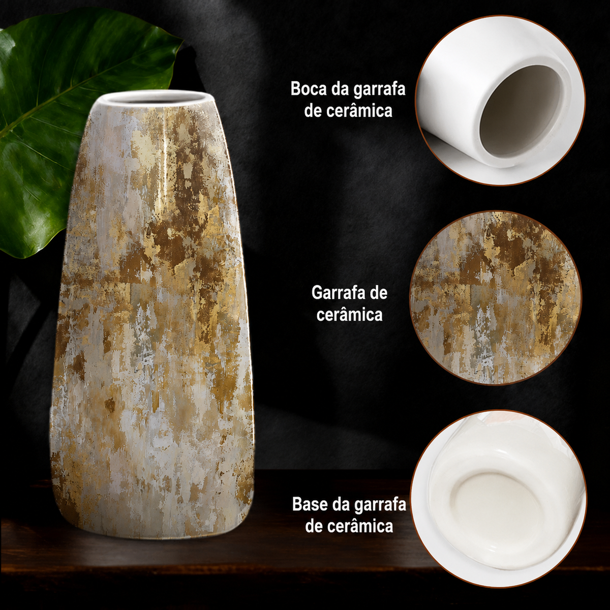 Vaso de Cerâmica Pintado à Mão, Estilo Boho