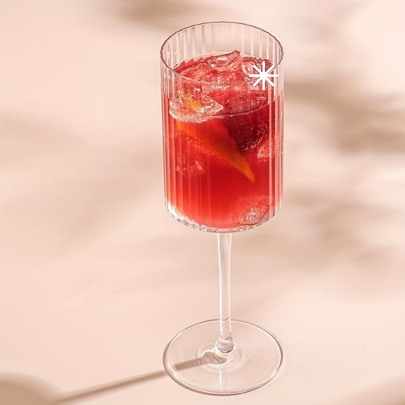 Kit 4 Taças de Vinho Caneladas em Vidro Transparente