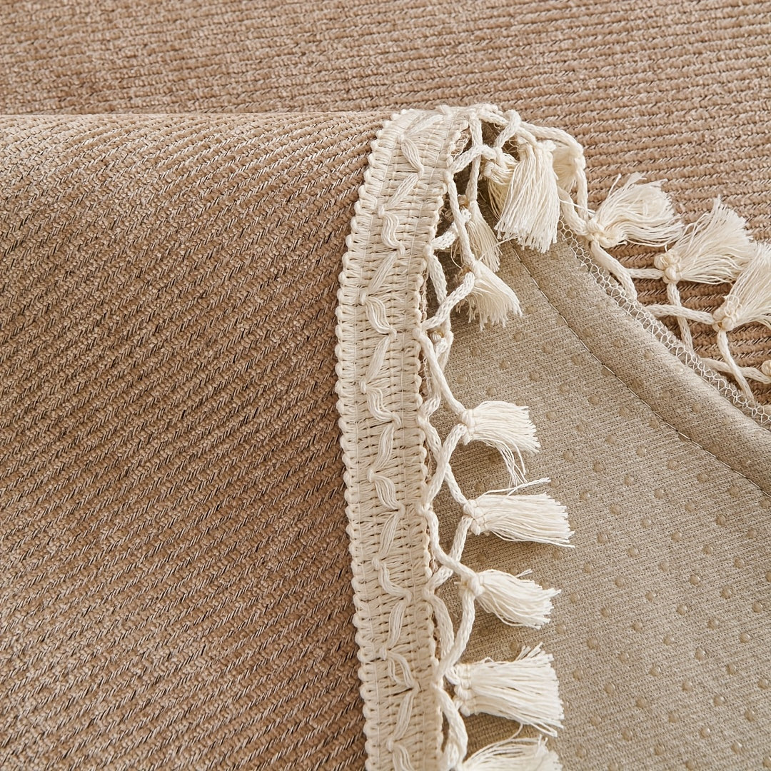 Capa de Sofá Chenille com Borlas e Base Antiderrapante