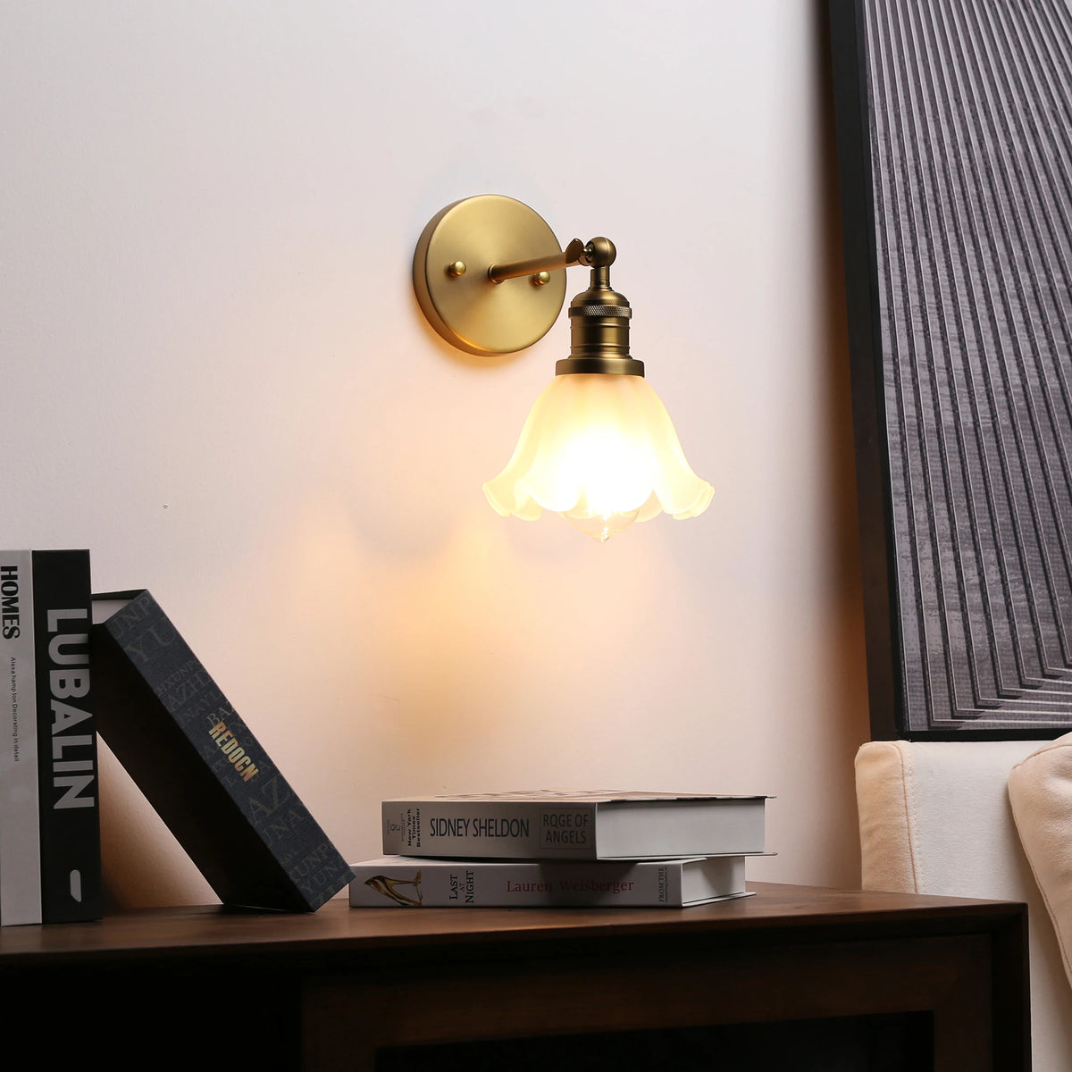 Abajur de Vidro Fosco Retro Phansthy com Luz de Parede Ajustável em 180 Graus, Adequado para Quartos, Entradas e Banheiros