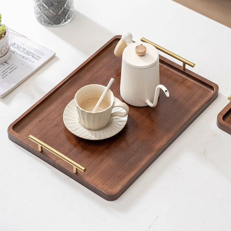 Bandeja de Bambu com Detalhe Dourado - 20x30cm ou 25x36cm