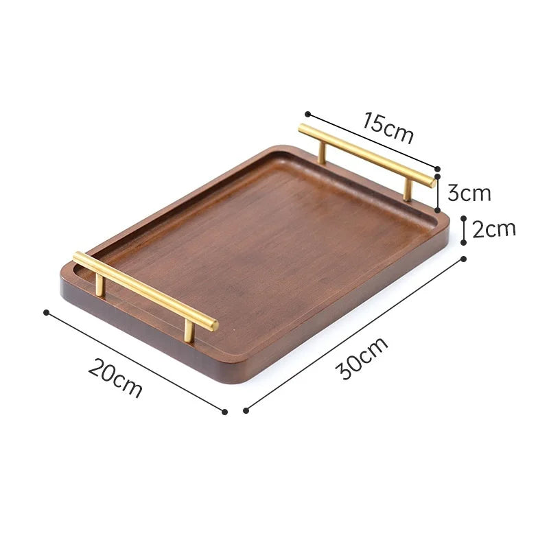 Bandeja de Bambu com Detalhe Dourado - 20x30cm ou 25x36cm