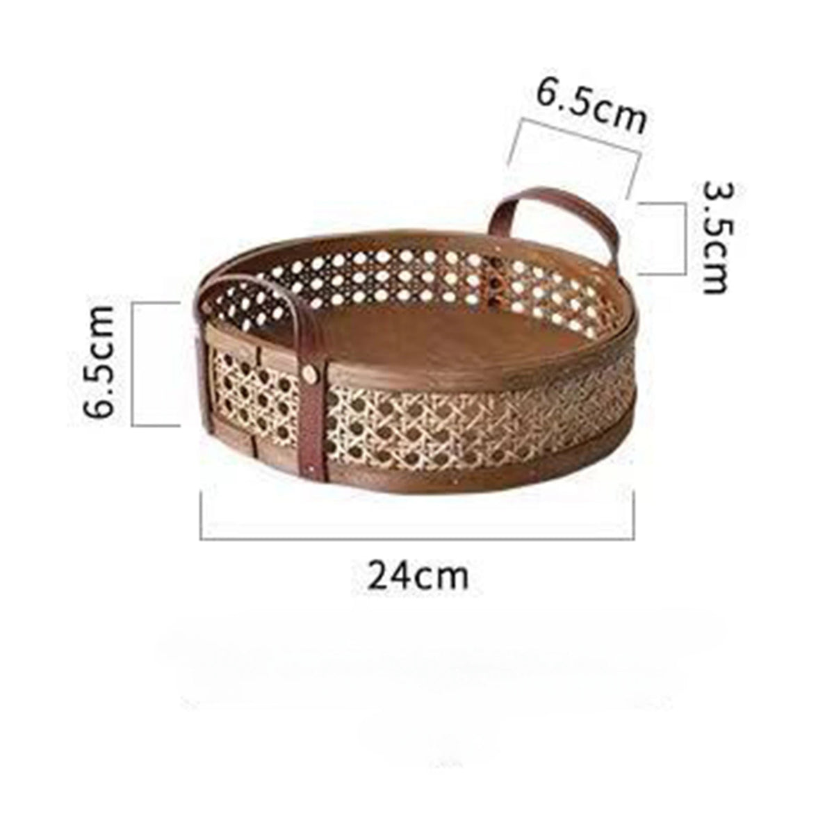 Bandeja de Rattan com Alças de Couro - 24cm ou 29cm