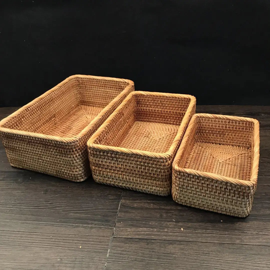 Bandeja de Vime para Armazenamento - Kit 3 Peças