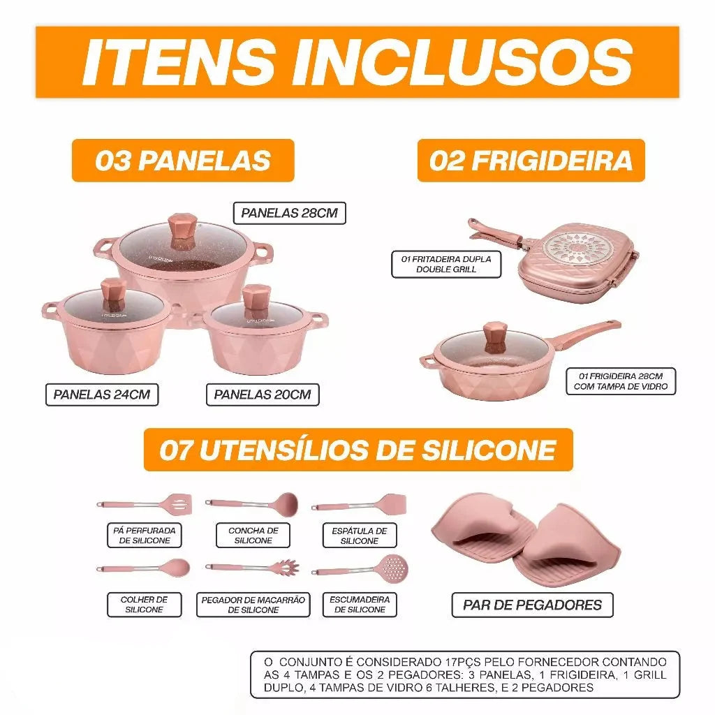 Jogo Panelas Cerâmica 18 Peças
