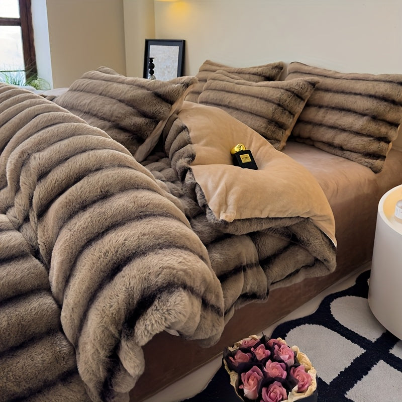 Conjunto de Cama em Veludo com 4 Peças, 5 Cores
