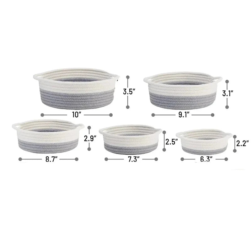 Cesto de Tecelagem Artesanal - Kit 5 Peças