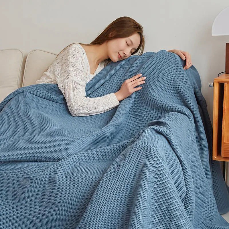Cobertor de Algodão Sólido para Cama, Colcha Waffle Xadrez para Cama de Solteiro, Queen, King, Cobertores para Sofá, Manta para Sofá, Lençol, Colcha de Verão