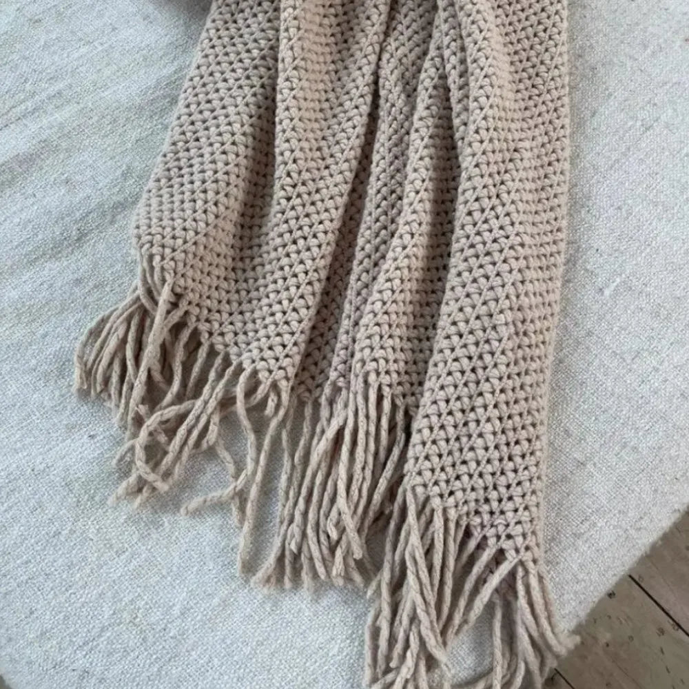 Cobertor de Tricô em Khaki, Cobertor Leve de Jacquard para Sofá, Cama, Cadeira, Textura Aconchegante Estilo Fazenda