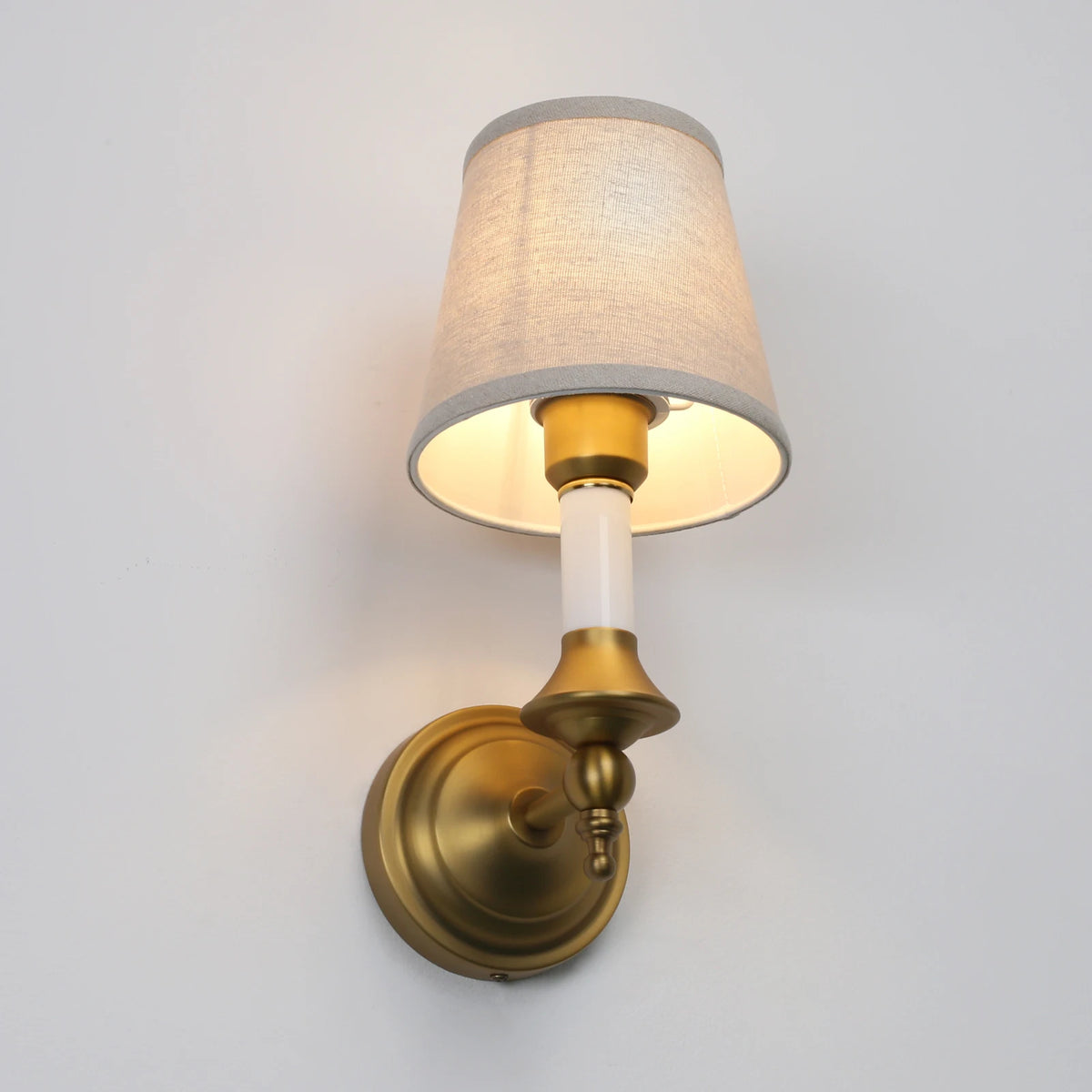 Conjunto de 2 Luminárias de Parede Permo, Luminária de Parede Clássica Retro com Abajur de Linho em Forma de Funil, Adequada para Corredores, Quartos, Hall de Entrada