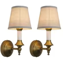 Conjunto de 2 Luminárias de Parede Permo, Luminária de Parede Clássica Retro com Abajur de Linho em Forma de Funil, Adequada para Corredores, Quartos, Hall de Entrada