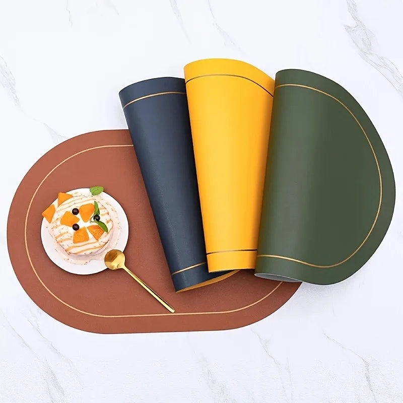 Conjunto de jogos americanos de couro de mesa de 1/4/6 peças, laváveis para jantar, tapetes impermeáveis com isolamento antiderrapante resistente ao calor