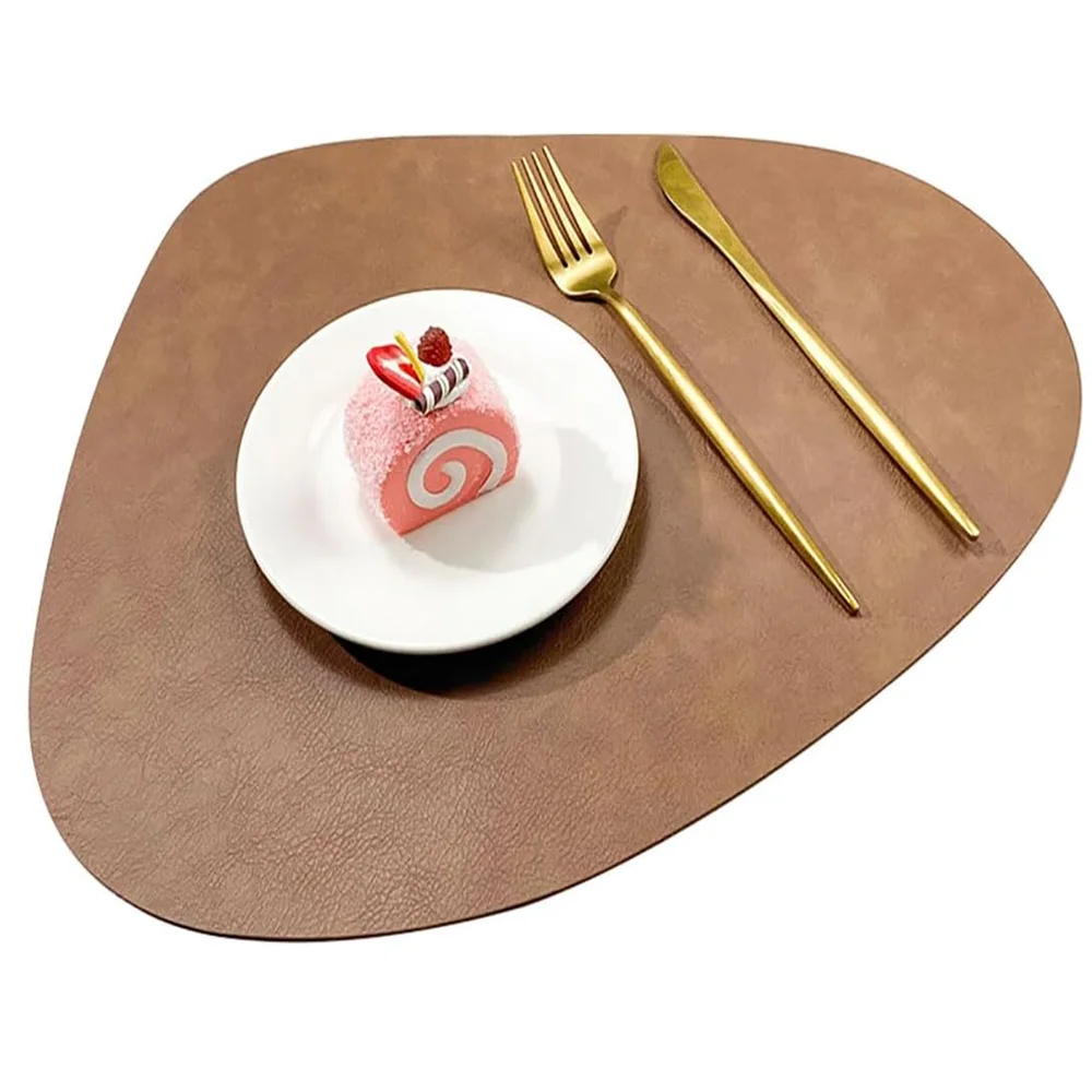 Conjuntos americanos de couro PU, porta-copos de café à prova d'água, tapetes de mesa de cozinha, fáceis de limpar, tapetes de mesa de jantar de cozinha sem rugas