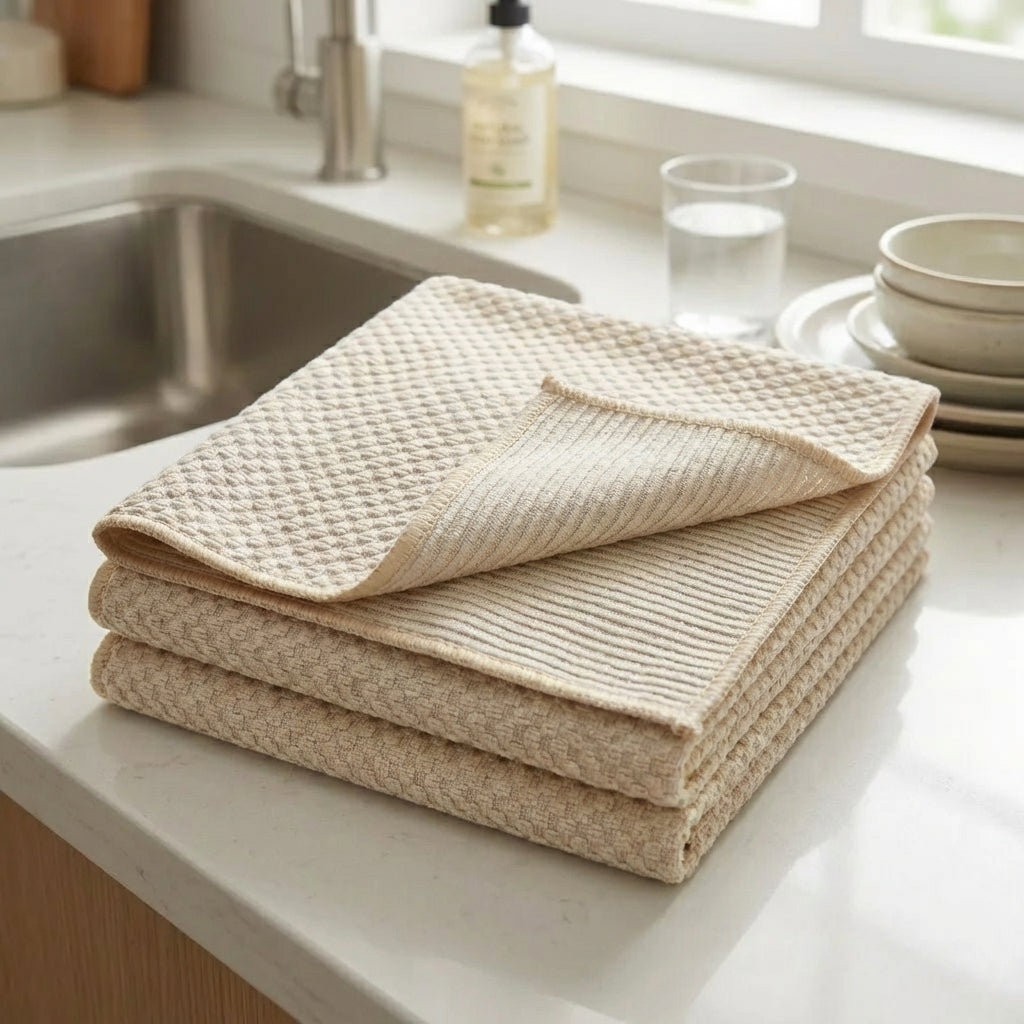Kit com 5 Panos de Microfibra Waffle para Cozinha
