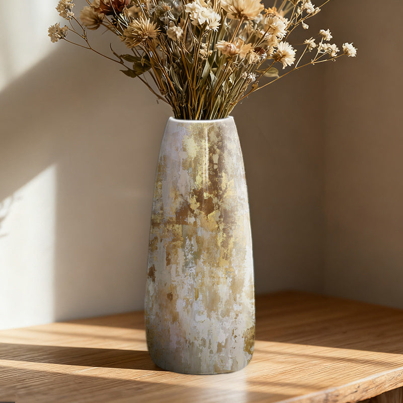 Vaso de Cerâmica Pintado à Mão, Estilo Boho