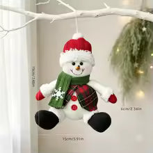 Enfeites de Pelúcia para Pendurar na Árvore de Natal, Bonecos de Papai Noel, Boneco de Neve e Rena, Pingentes de Pano Tartan, Decoração de Natal para Casa, Festa e Presente