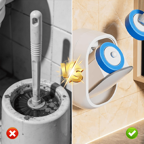 Escova Sanitária com Refil Descartável e Suporte de Parede