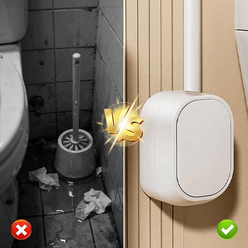 Escova Sanitária com Refil Descartável e Suporte de Parede