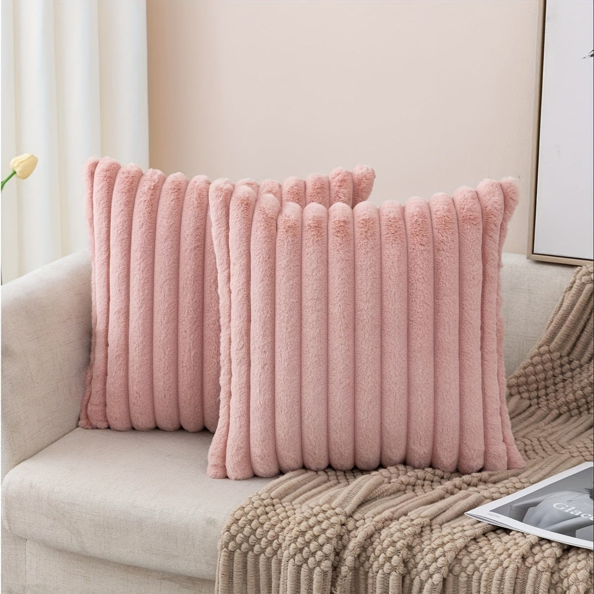 Kit com 2 Capas de Almofada Listradas com Zíper