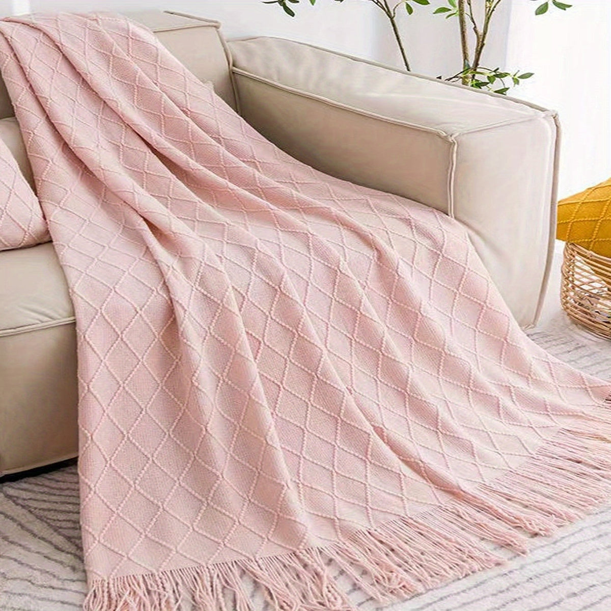 Manta Nórdica de Cor Sólida para Sofá e Cama