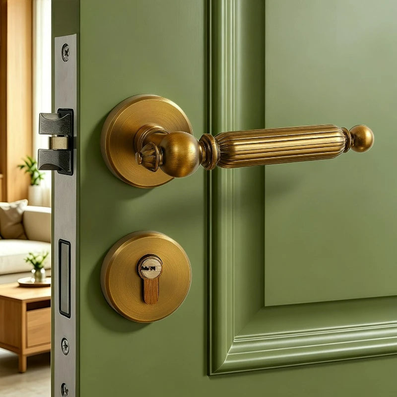 Fechadura de Porta de Quarto com Estilo Antigo, Sensação de Alta Qualidade, Universal para Cozinha Interna, Fechadura Silenciosa para Porta de Madeira