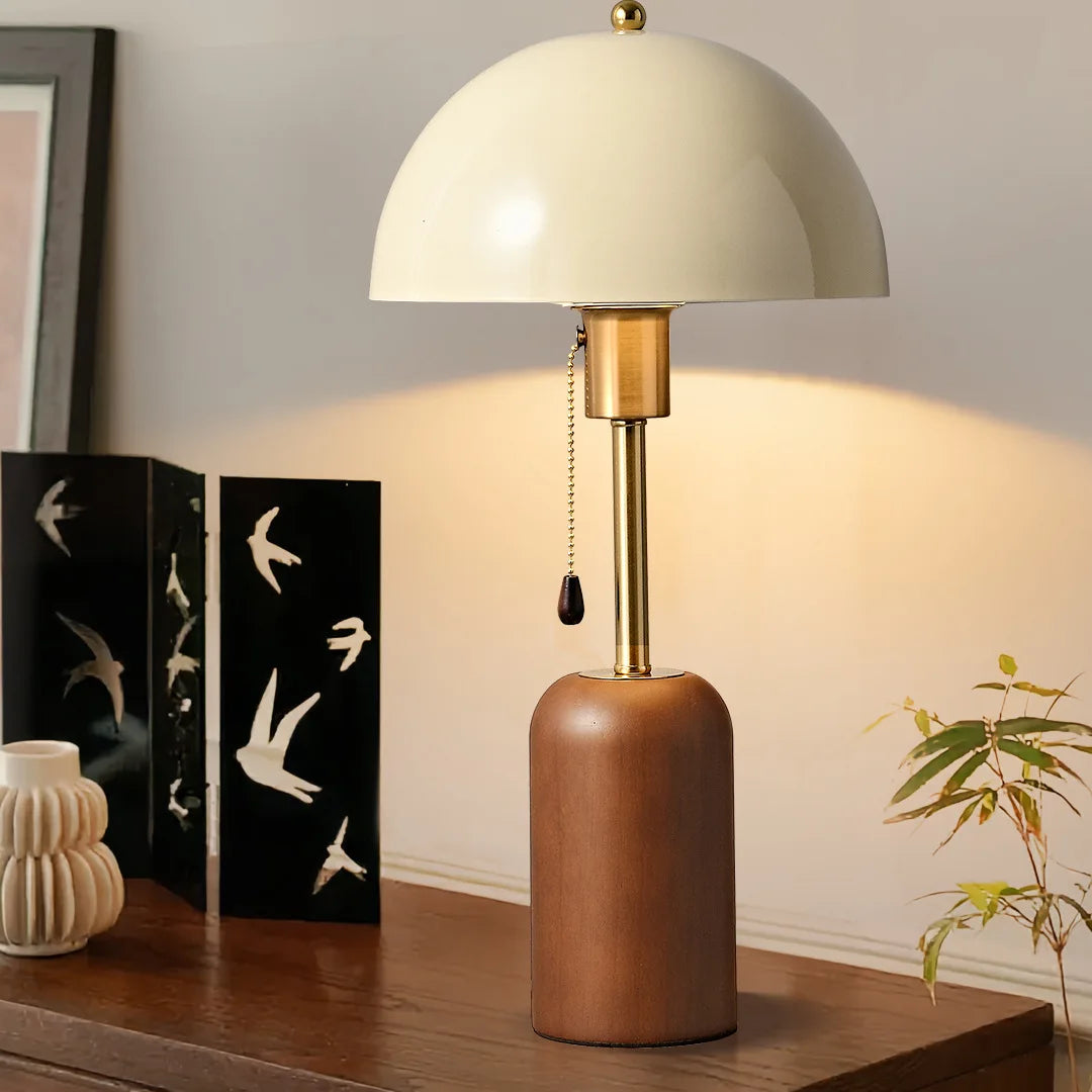 Luminária de Mesa Estilo Retro do Sudeste Asiático para Quarto, Estudo, Sala de Estar, Mesa Lateral, Atmosfera de Alto Padrão, Luminária de Cabeceira em Madeira Sólida