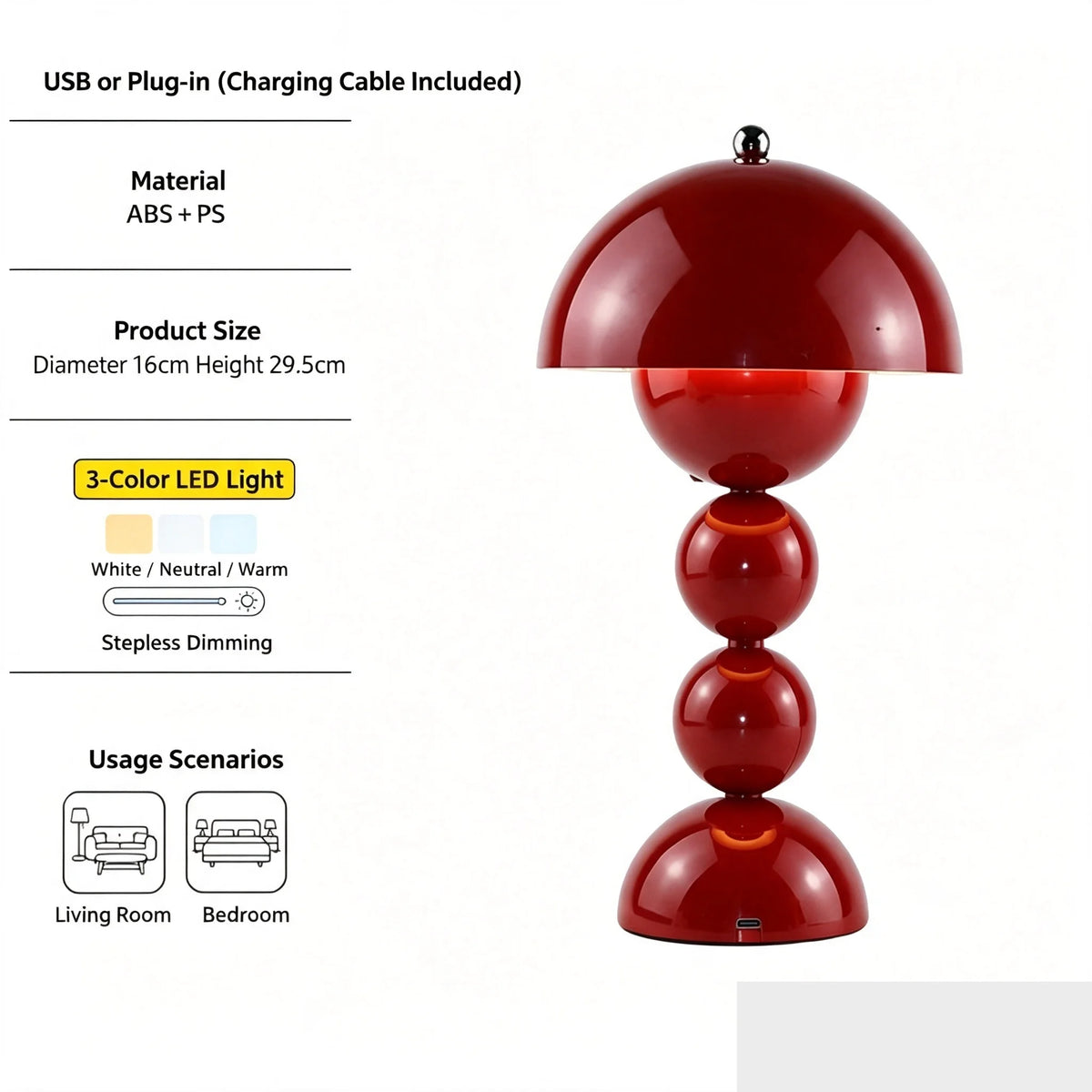 Luminária de mesa LED nórdica com interruptor de toque metálico, ideal para quarto, cabeceira, mesa de cabeceira, decoração de sala de estar e mesa de jantar, luz LED.