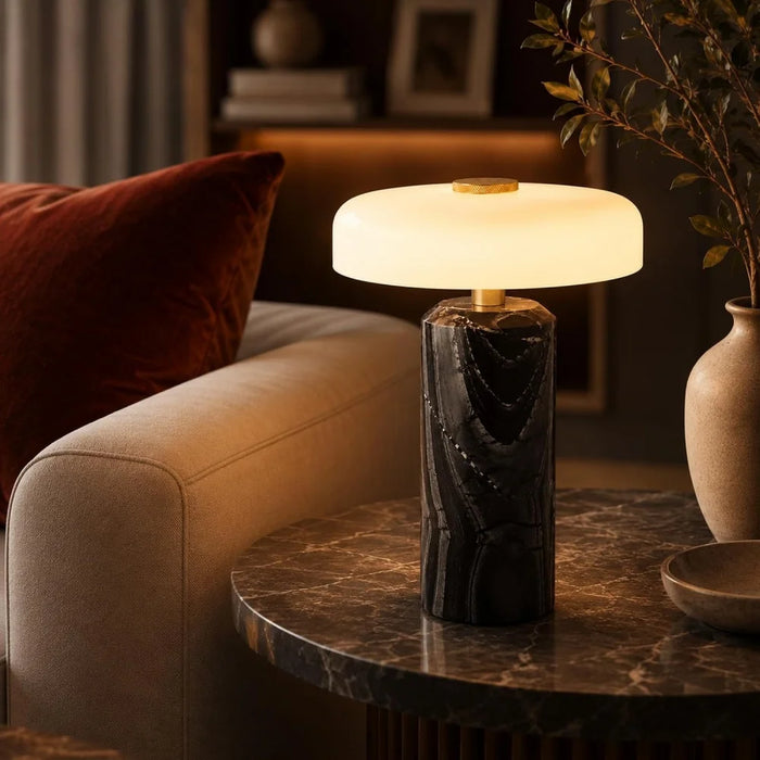 Luminária de Mesa com Base de Mármore Recarregável