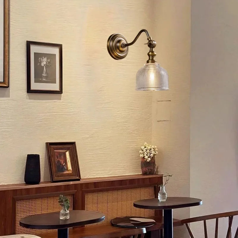Luminária de Parede Vintage em Cobre com Vidro Transparente