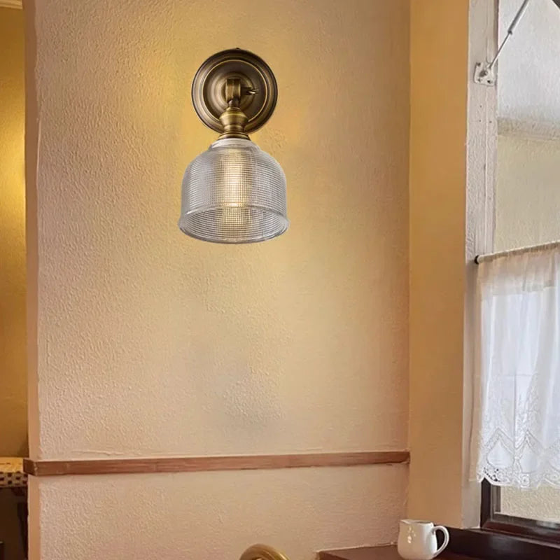 Luminária de Parede Vintage em Cobre com Vidro Transparente