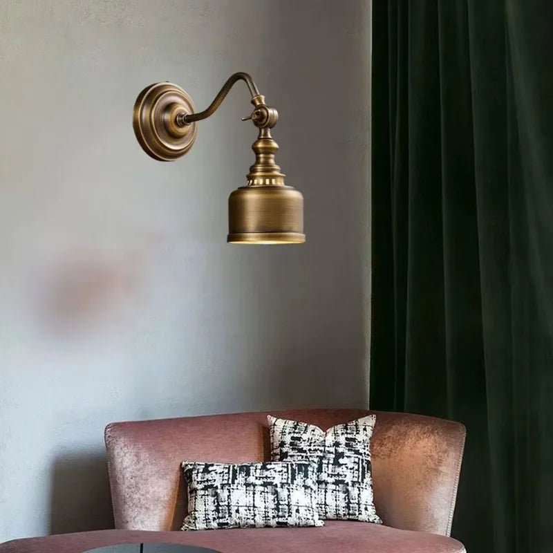 Luminária de Parede Vintage em Cobre com Vidro Transparente