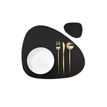 1/4/6 conjuntos de placemat e porta-copos creme, à prova de óleo, à prova d'água para cozinha, formato irregular, mesas de couro pu, almofada, cafeteria