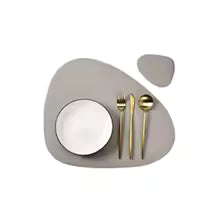 1/4/6 conjuntos de placemat e porta-copos creme, à prova de óleo, à prova d'água para cozinha, formato irregular, mesas de couro pu, almofada, cafeteria