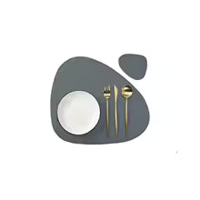 1/4/6 conjuntos de placemat e porta-copos creme, à prova de óleo, à prova d'água para cozinha, formato irregular, mesas de couro pu, almofada, cafeteria