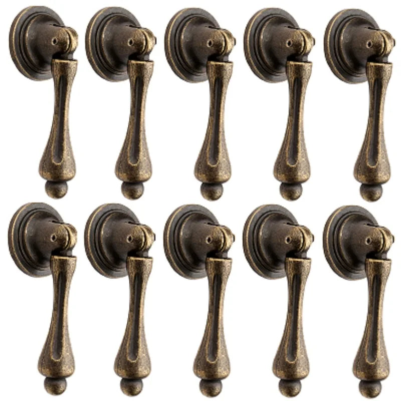 10 pçs antigo latão maçaneta da porta móveis armário gaveta guarda-roupa puxar botões para caixa de madeira com parafusos ferragem decoração casa