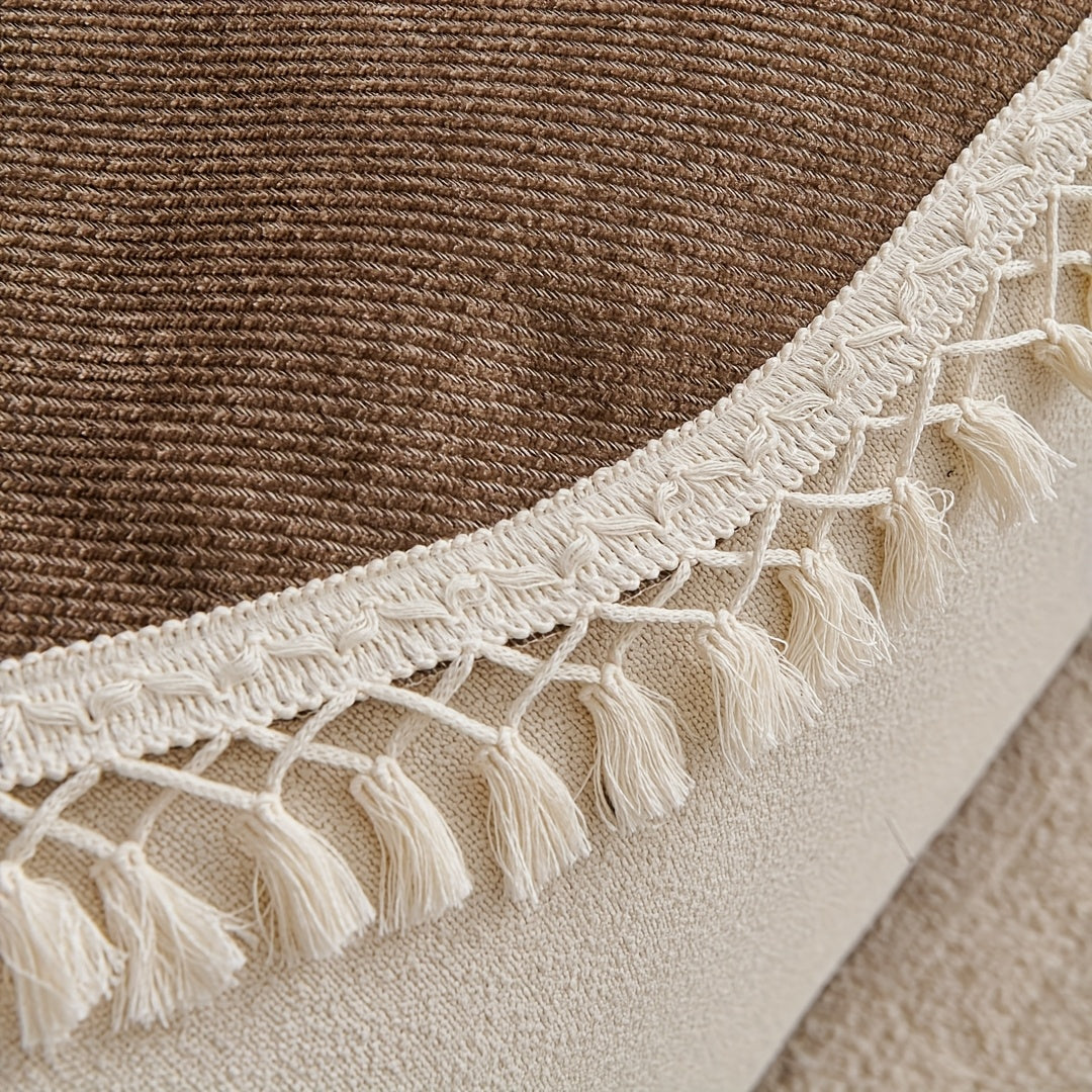 Capa de Sofá Chenille com Borlas e Base Antiderrapante