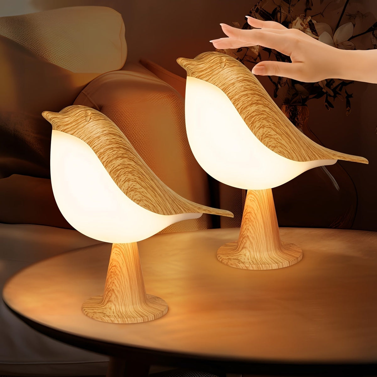 Luminária Pássaro com Sensor de Toque e USB, 2 Cores