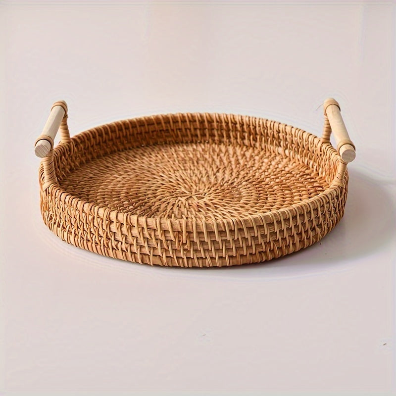 Bandeja de Rattan Artesanal para Mesa e Decoração