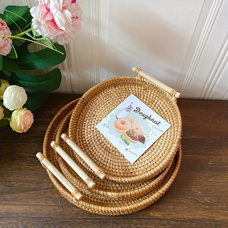 Bandeja de Rattan Artesanal para Mesa e Decoração