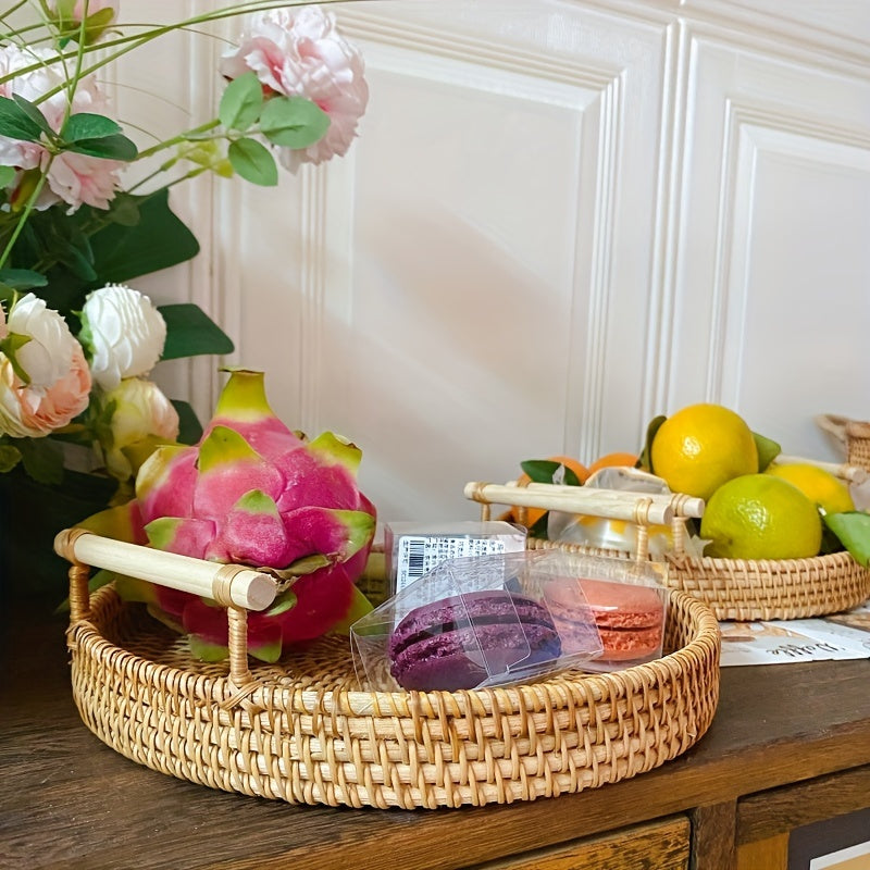 Bandeja de Rattan Artesanal para Mesa e Decoração