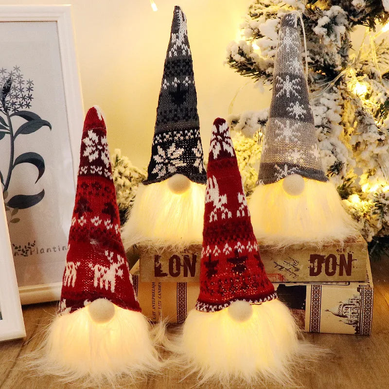 20/30cm led boneca sem rosto elfo gnome com luzes decoração de natal casa feliz natal navidad crianças presente de ano novo 2025