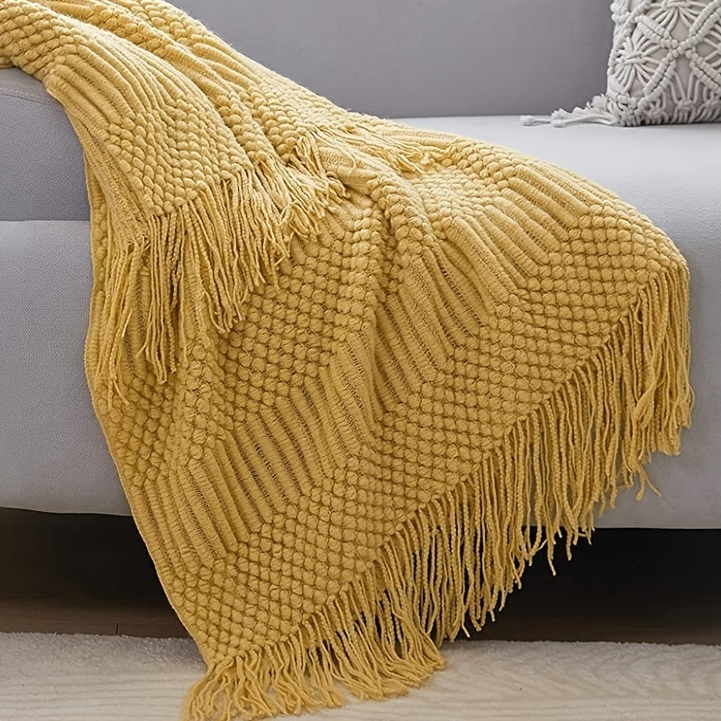 Manta de Pelo Sintético com Borlas para Sofá