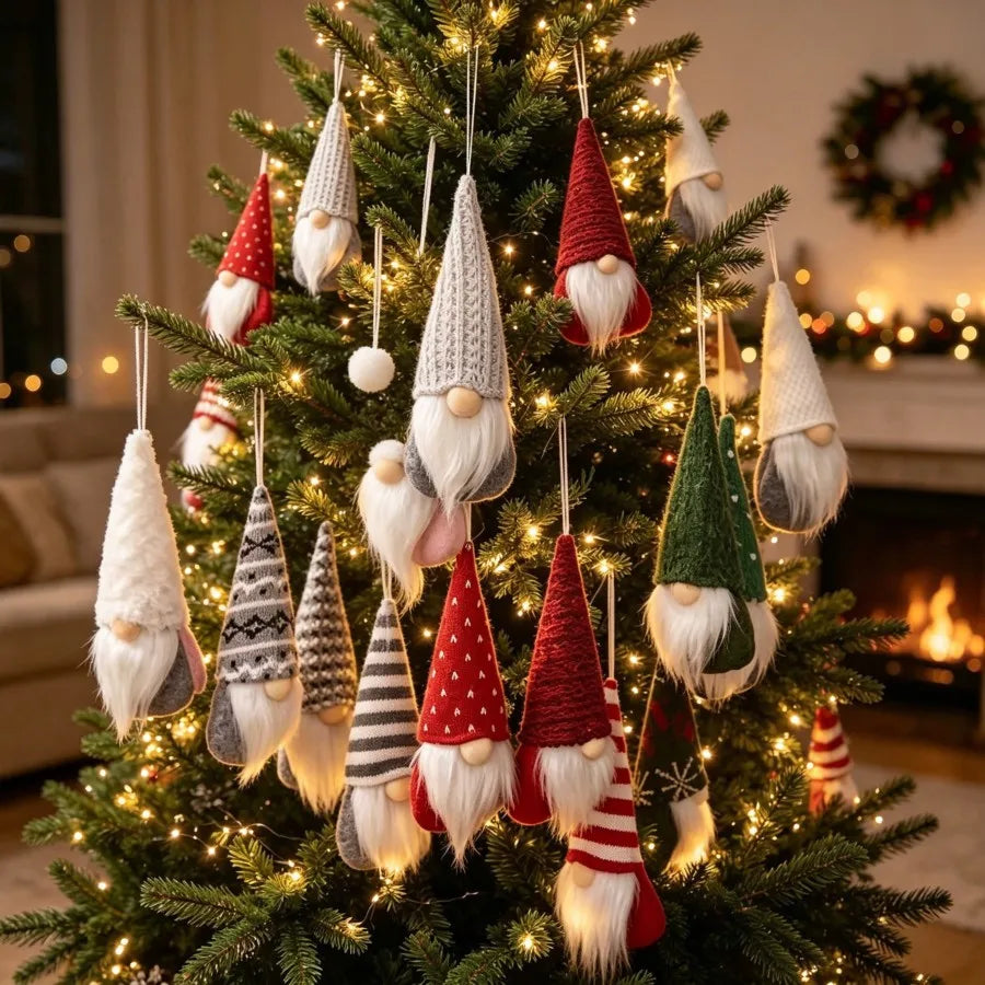 3 Peças de Gnomos de Natal em Tecido Tricotado, Bonecos Sem Rosto, Enfeites de Natal para Árvore, Decoração de Casa para Feriados, Presentes de Ano Novo 2027
