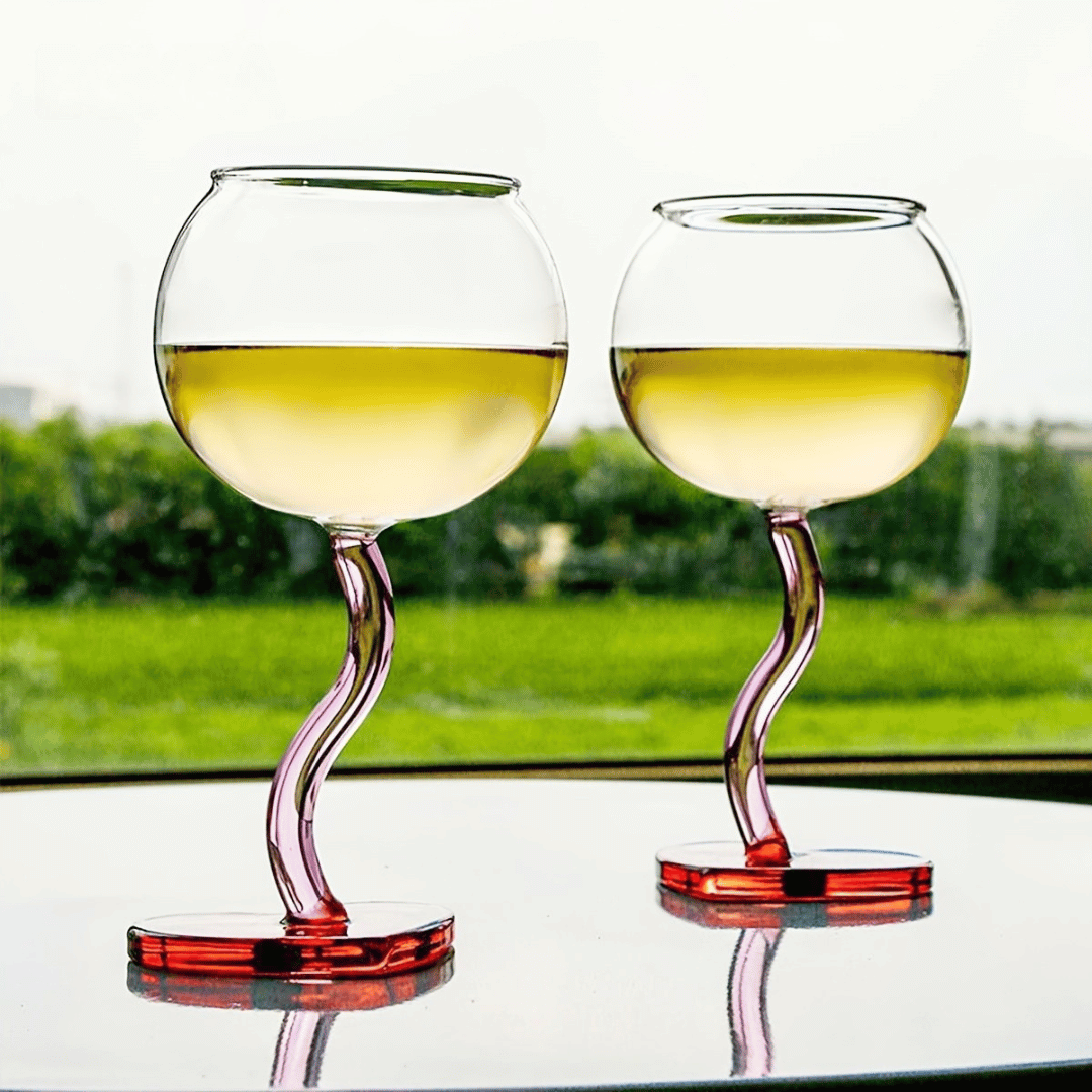 Taça de Vinho Vidro Cristal Haste Espiral Coração